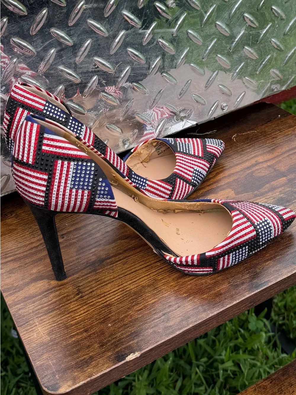 Women's Pointed-Toe D'Orsay Heels in Red, White & Blue